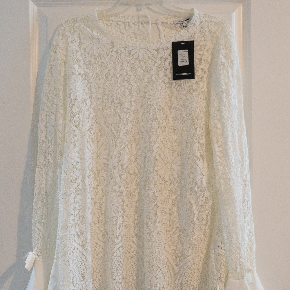 Fashion Nova Floral Lace Blouse